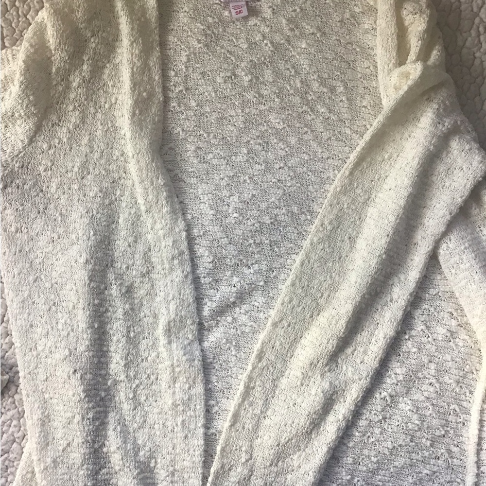 BONGO Cream Textured Open-Front Cardigan